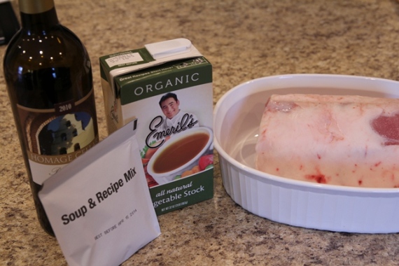 Hy-Vee dry onion soup mix, Vegetable Stock, and Red Wine - simple seasonings