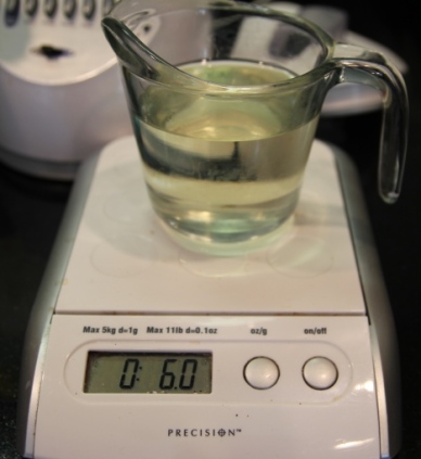 I like using a scale when measuring out liquid ingredients